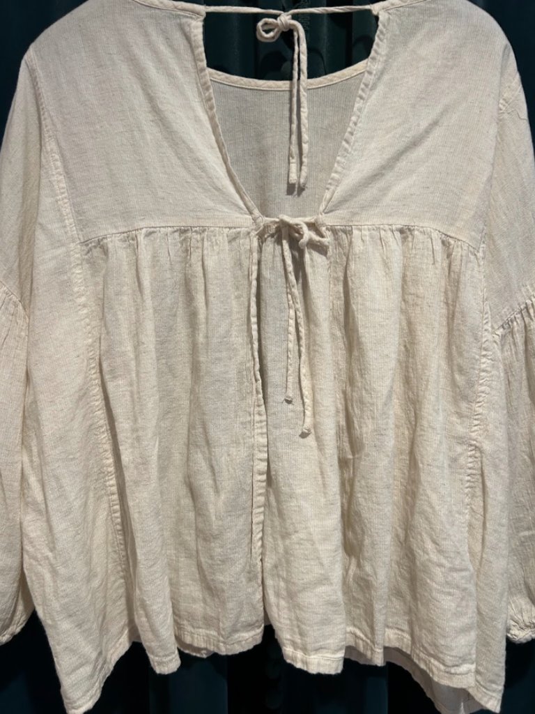 Avy And Co Julian Blouse + Short Set Buttermilk Cotton Crepe Reversible Boho Euc — image 5 of 8